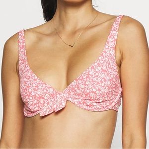 Billabong x Wrangler Lil Sweet One Hanky Pink Floral Underwire Bikini Top Size S